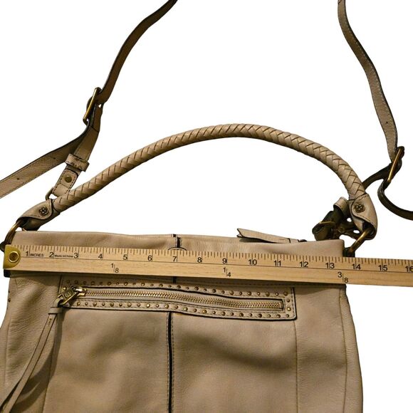 ELLIOTT LUCCA Ivory Cream Tumbled Leather Curved Large Hobo Shoulder Bag - Picture 10 of 10
